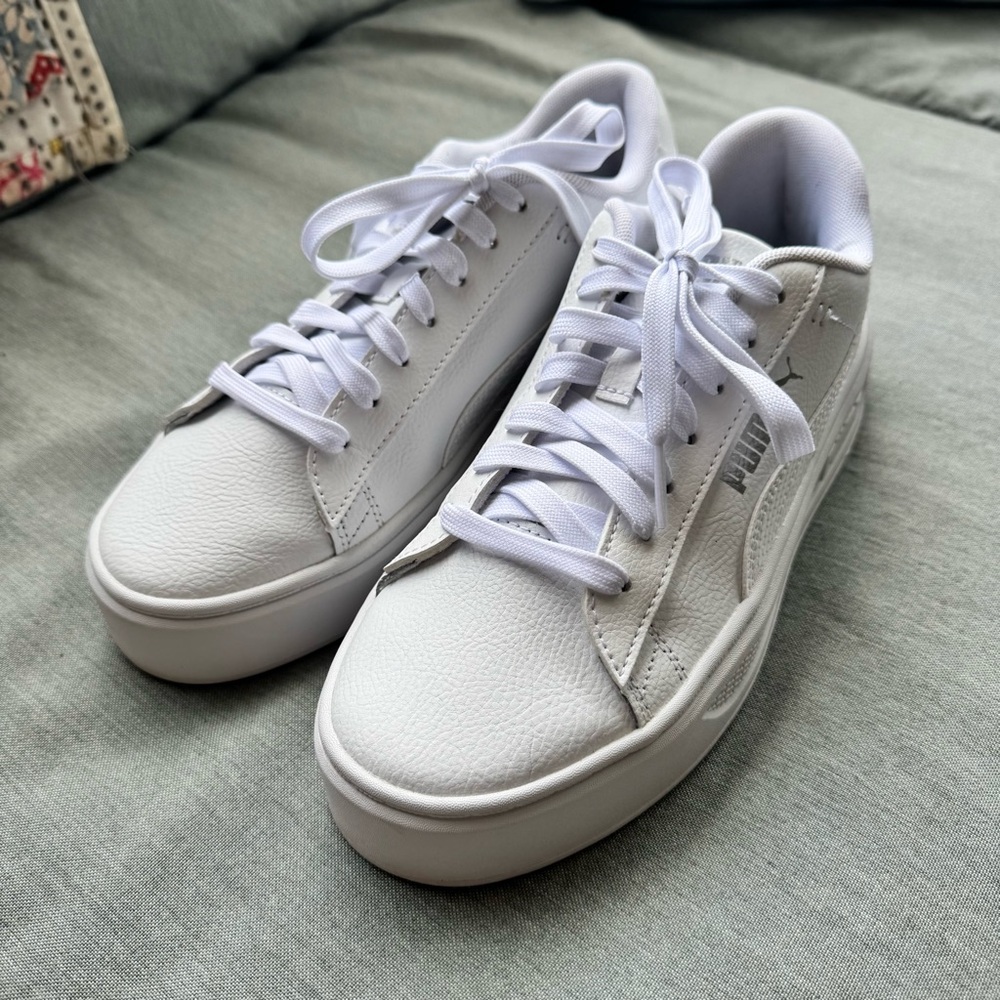 Puma Smash V3 White Platform Sneakers Classic 7.5 38